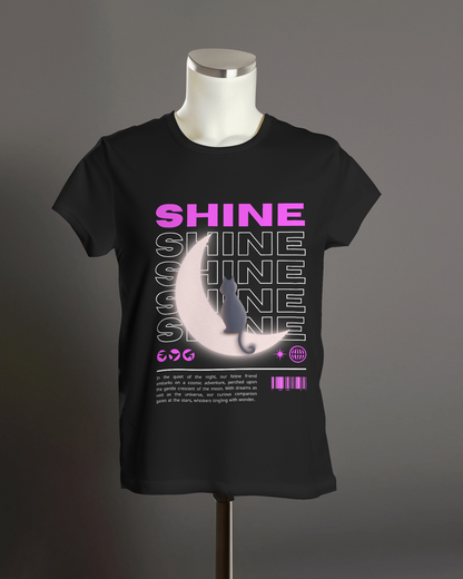 Y&D Moon Cat: SHINE in the Cosmic Night Women's Tee